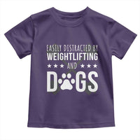 Easily Distracted By Weightlifting And Dogs Toddler T Shirt Funny Gym Gift - Wonder Print Shop