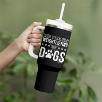 Easily Distracted By Weightlifting And Dogs Tumbler With Handle Funny Gym Gift