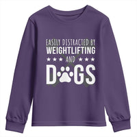 Easily Distracted By Weightlifting And Dogs Youth Sweatshirt Funny Gym Gift - Wonder Print Shop