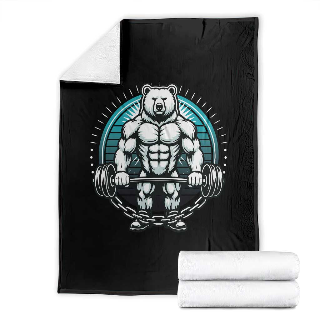 Funny Gym Workout Humor Throw Blanket Cute Weightlifting Bear Gift - Wonder Print Shop