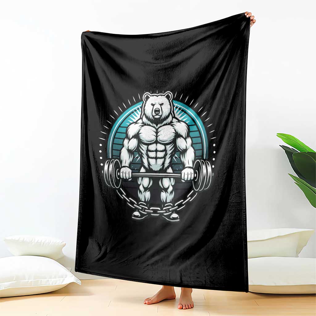 Funny Gym Workout Humor Throw Blanket Cute Weightlifting Bear Gift - Wonder Print Shop