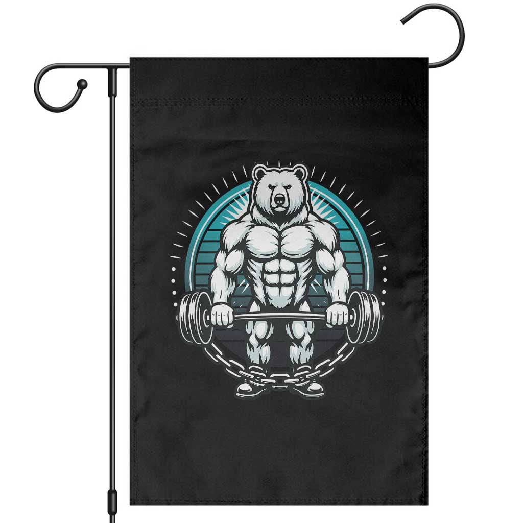 Funny Gym Workout Humor Garden Flag Cute Weightlifting Bear Gift - Wonder Print Shop