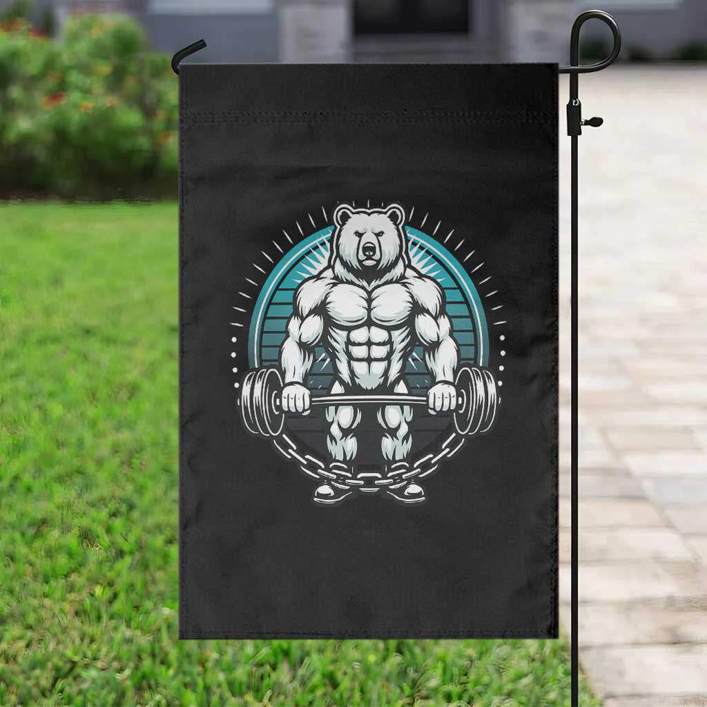 Funny Gym Workout Humor Garden Flag Cute Weightlifting Bear Gift - Wonder Print Shop