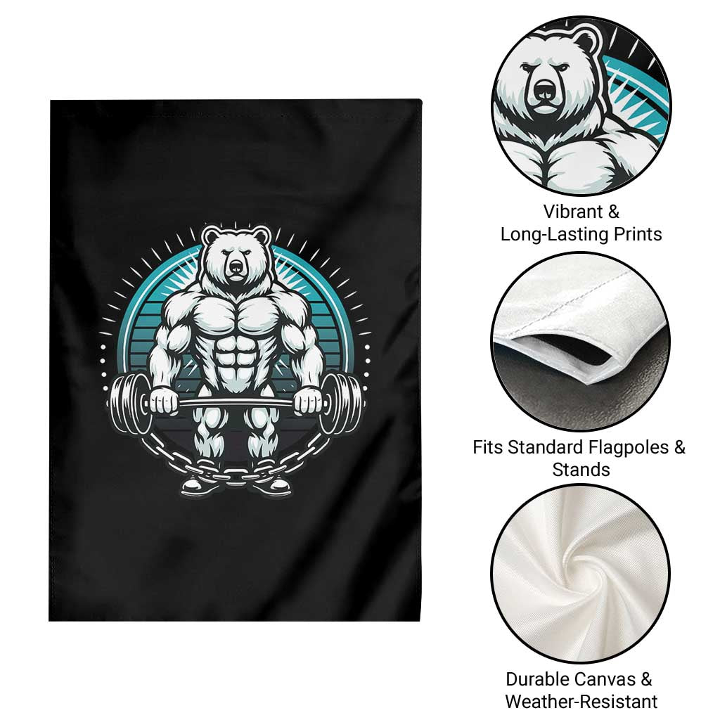 Funny Gym Workout Humor Garden Flag Cute Weightlifting Bear Gift - Wonder Print Shop