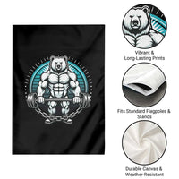 Funny Gym Workout Humor Garden Flag Cute Weightlifting Bear Gift - Wonder Print Shop