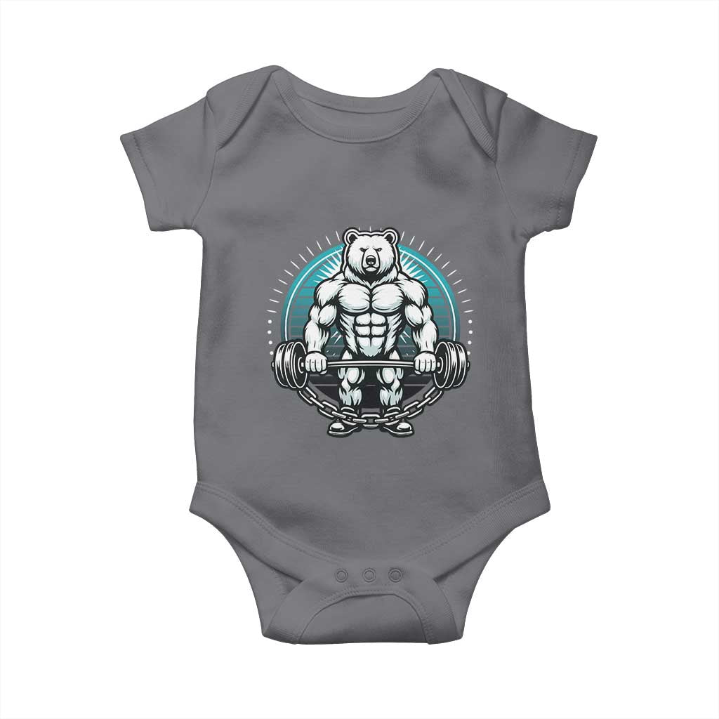 Funny Gym Workout Humor Baby Onesie Cute Weightlifting Bear Gift - Wonder Print Shop