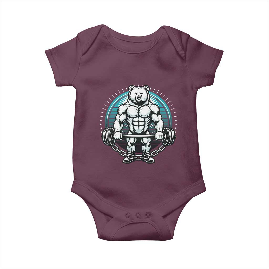 Funny Gym Workout Humor Baby Onesie Cute Weightlifting Bear Gift - Wonder Print Shop