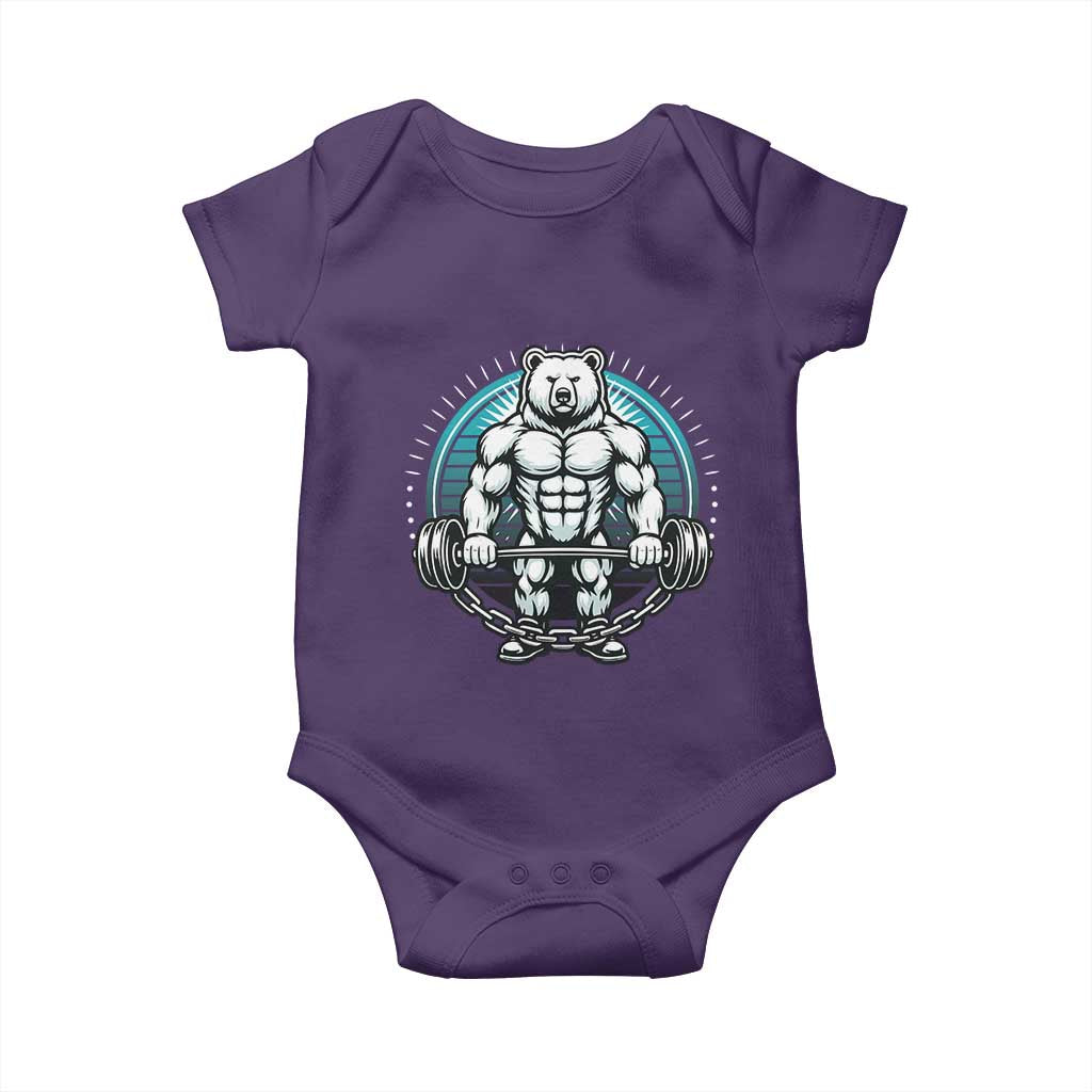 Funny Gym Workout Humor Baby Onesie Cute Weightlifting Bear Gift - Wonder Print Shop