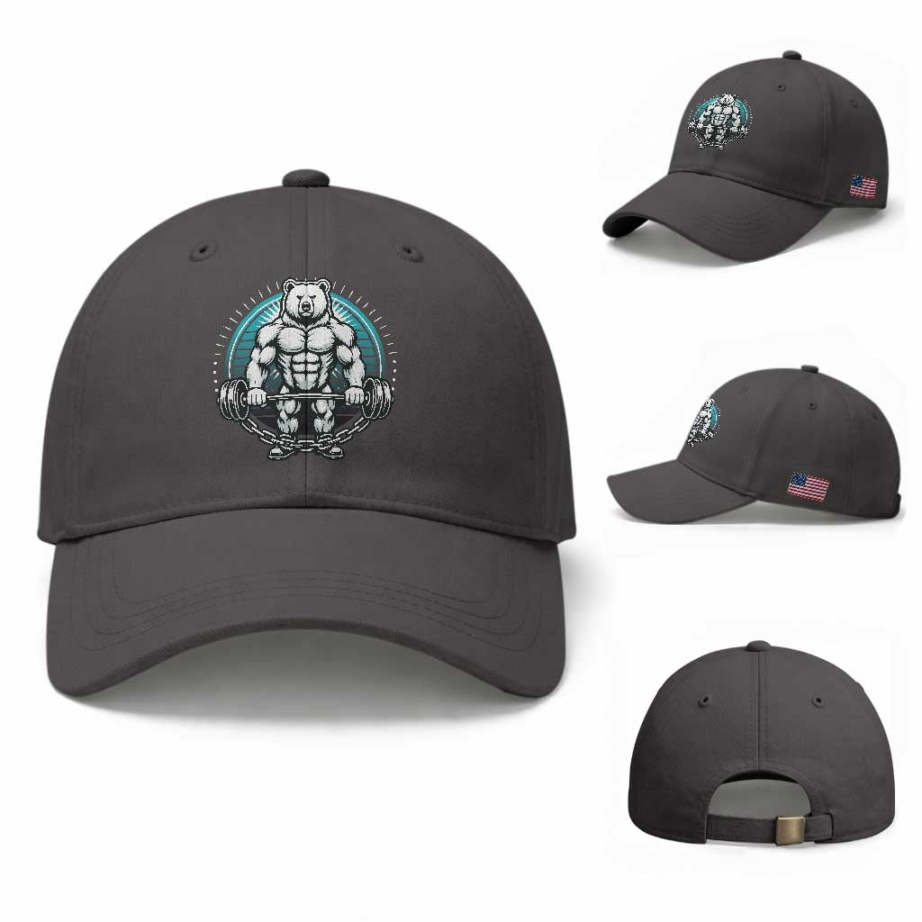 Funny Gym Workout Humor Baseball Cap Cute Weightlifting Bear Gift