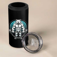 Funny Gym Workout Humor 4 in 1 Can Cooler Tumbler Cute Weightlifting Bear Gift
