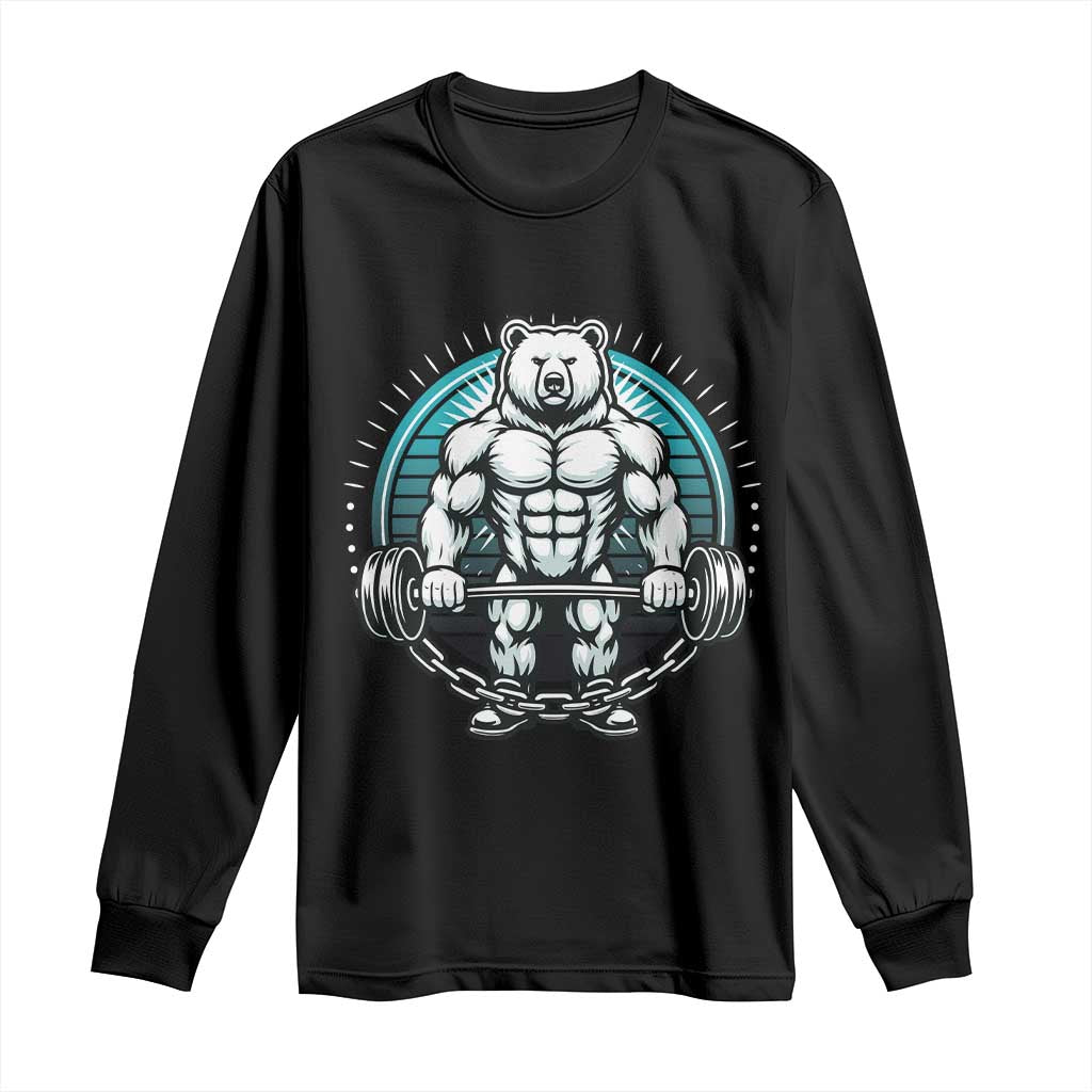 Funny Gym Workout Humor Long Sleeve Shirt Cute Weightlifting Bear Gift - Wonder Print Shop