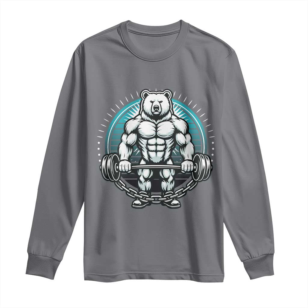 Funny Gym Workout Humor Long Sleeve Shirt Cute Weightlifting Bear Gift - Wonder Print Shop