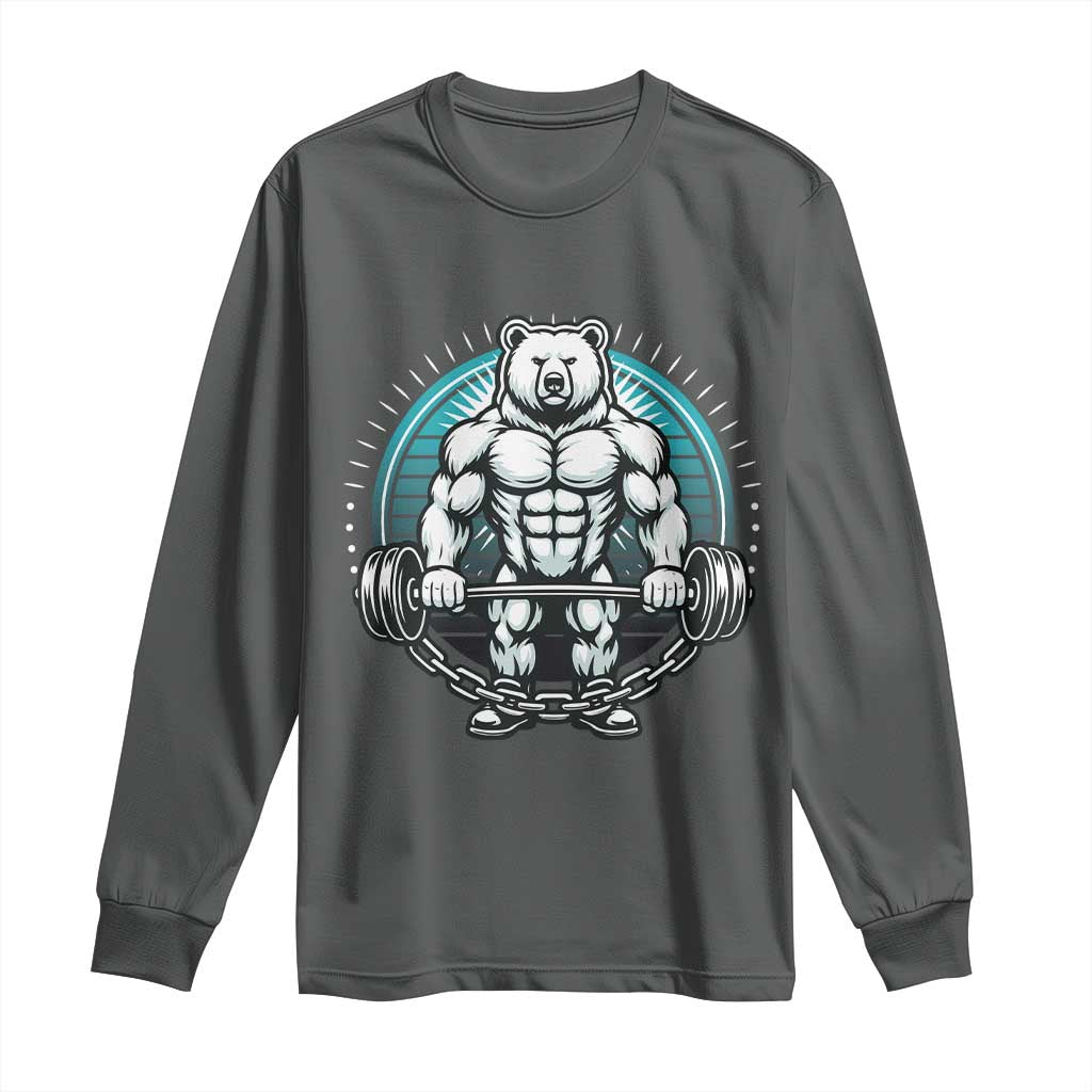 Funny Gym Workout Humor Long Sleeve Shirt Cute Weightlifting Bear Gift - Wonder Print Shop