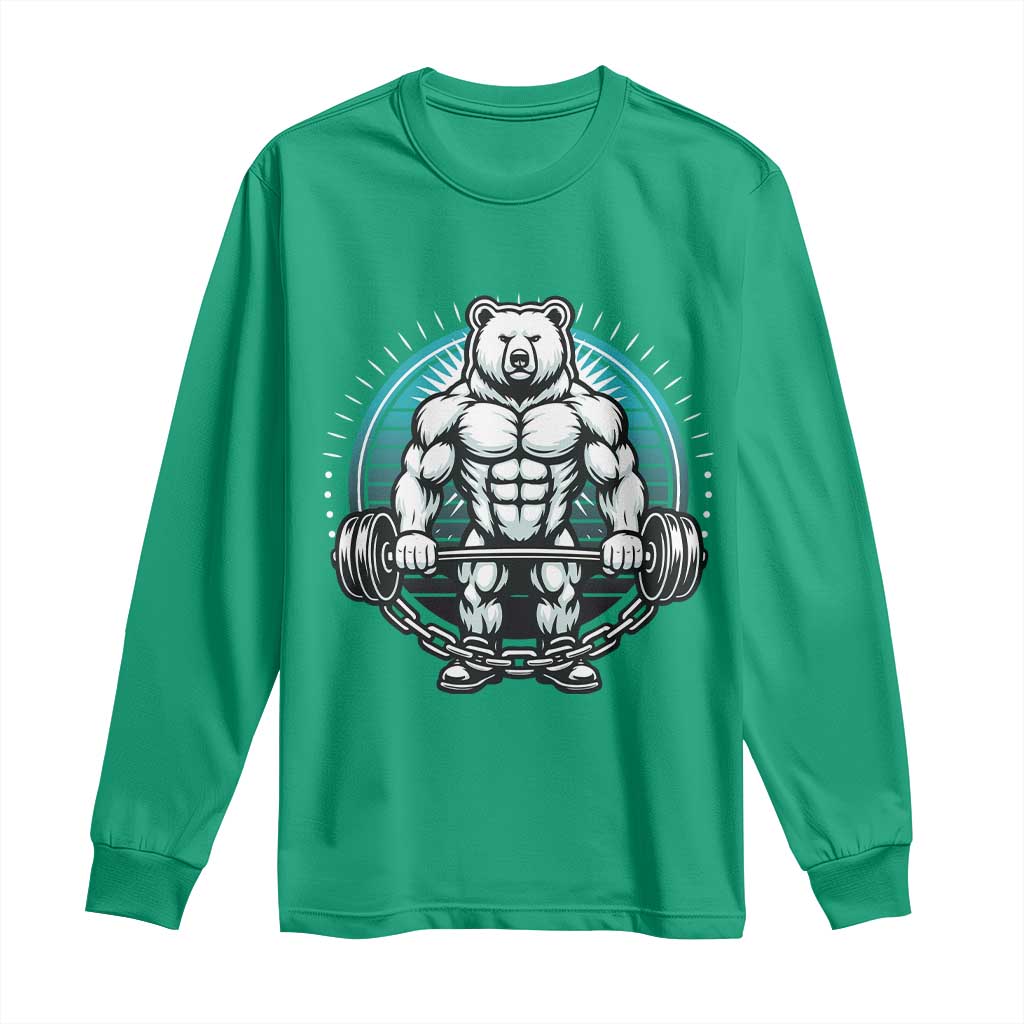 Funny Gym Workout Humor Long Sleeve Shirt Cute Weightlifting Bear Gift - Wonder Print Shop