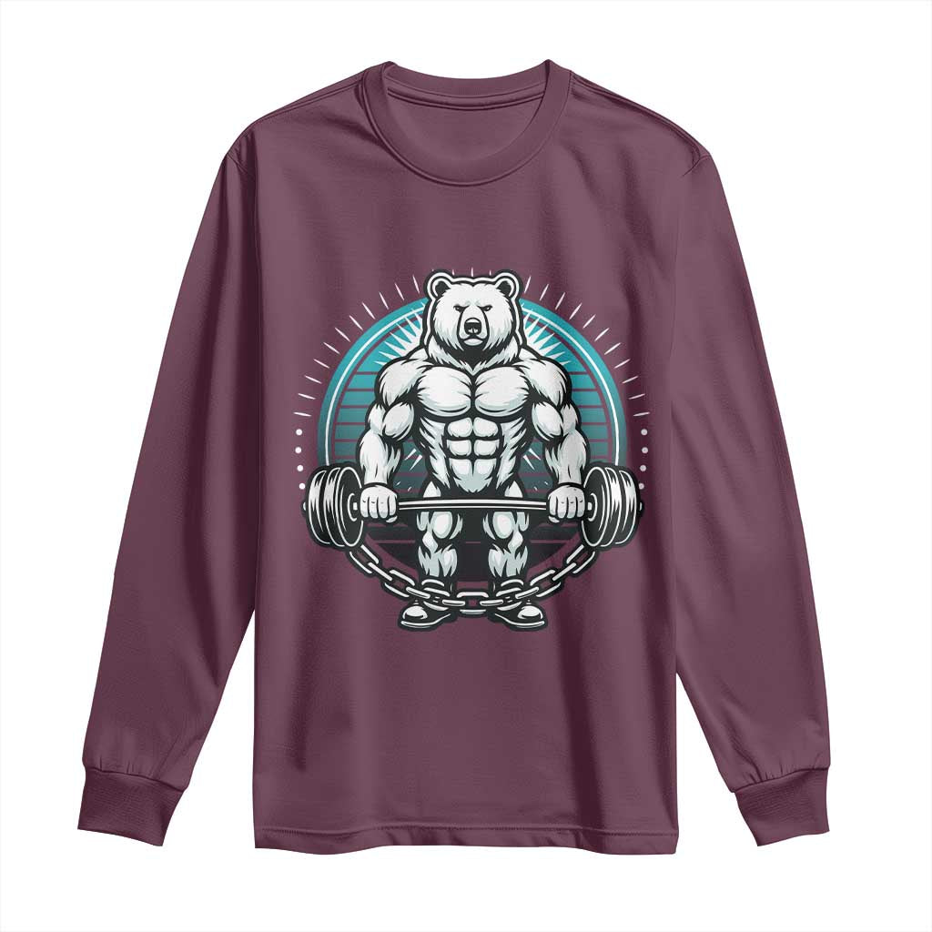 Funny Gym Workout Humor Long Sleeve Shirt Cute Weightlifting Bear Gift - Wonder Print Shop