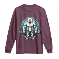 Funny Gym Workout Humor Long Sleeve Shirt Cute Weightlifting Bear Gift - Wonder Print Shop