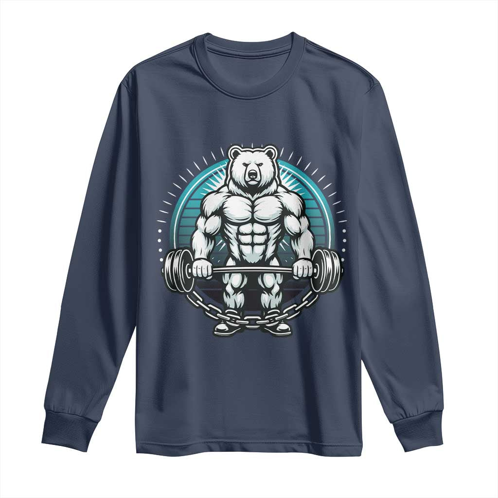 Funny Gym Workout Humor Long Sleeve Shirt Cute Weightlifting Bear Gift - Wonder Print Shop