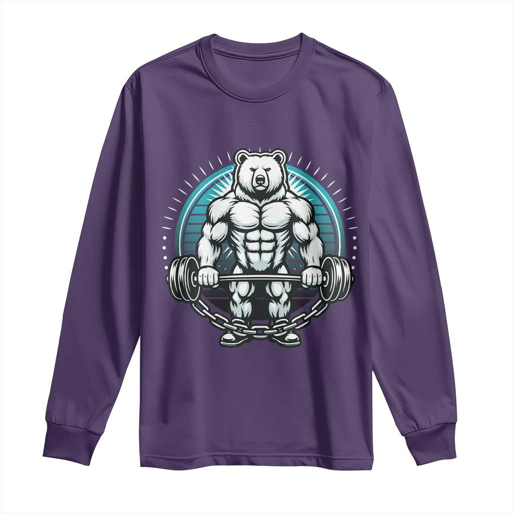 Funny Gym Workout Humor Long Sleeve Shirt Cute Weightlifting Bear Gift - Wonder Print Shop