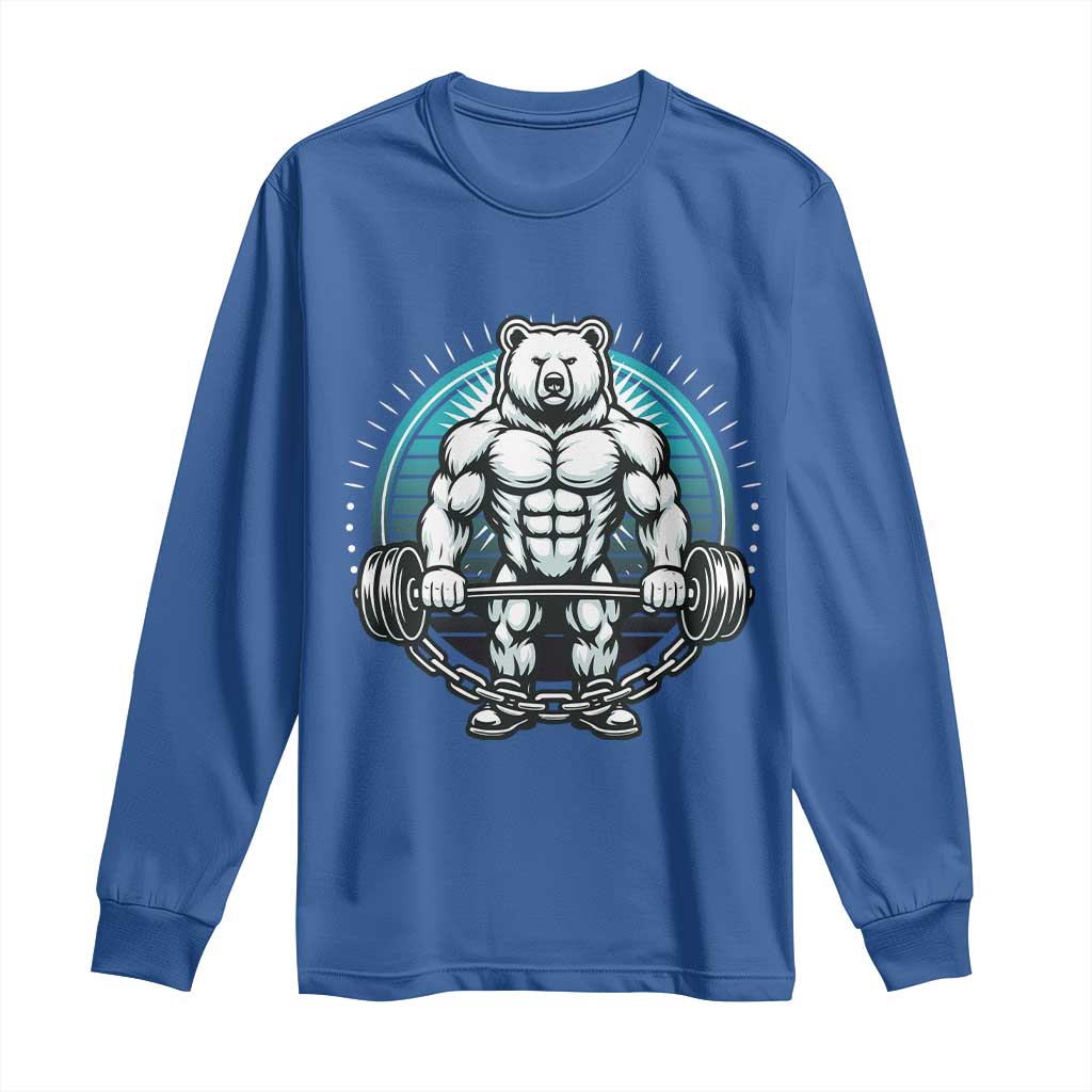 Funny Gym Workout Humor Long Sleeve Shirt Cute Weightlifting Bear Gift - Wonder Print Shop