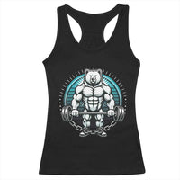 Funny Gym Workout Humor Racerback Tank Top Cute Weightlifting Bear Gift - Wonder Print Shop