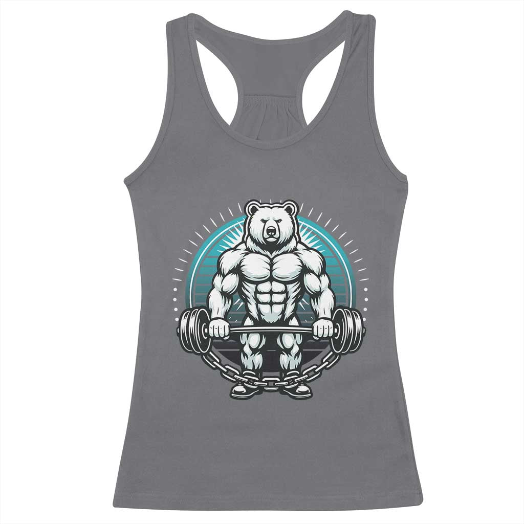 Funny Gym Workout Humor Racerback Tank Top Cute Weightlifting Bear Gift - Wonder Print Shop