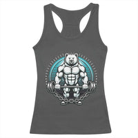 Funny Gym Workout Humor Racerback Tank Top Cute Weightlifting Bear Gift - Wonder Print Shop