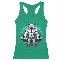 Funny Gym Workout Humor Racerback Tank Top Cute Weightlifting Bear Gift - Wonder Print Shop