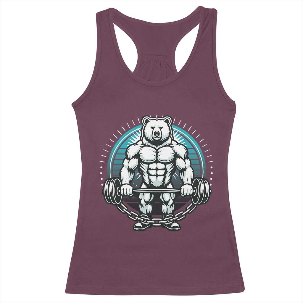 Funny Gym Workout Humor Racerback Tank Top Cute Weightlifting Bear Gift - Wonder Print Shop