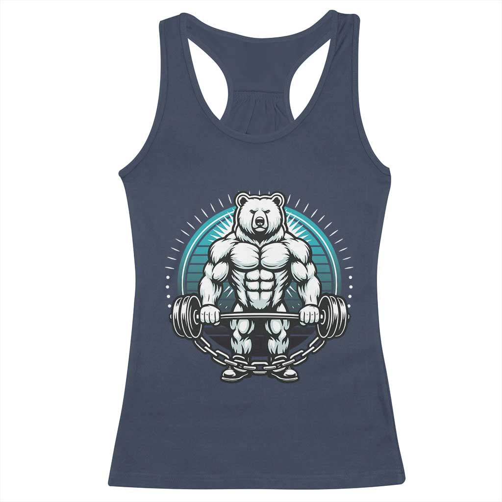 Funny Gym Workout Humor Racerback Tank Top Cute Weightlifting Bear Gift - Wonder Print Shop