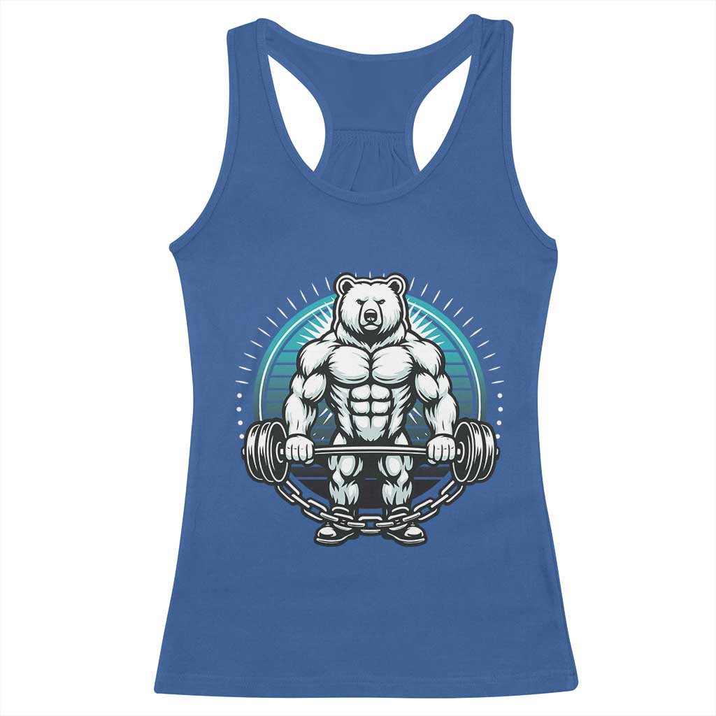 Funny Gym Workout Humor Racerback Tank Top Cute Weightlifting Bear Gift - Wonder Print Shop