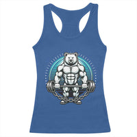 Funny Gym Workout Humor Racerback Tank Top Cute Weightlifting Bear Gift - Wonder Print Shop