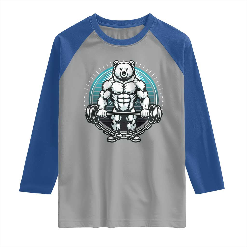 Funny Gym Workout Humor Raglan Shirt Cute Weightlifting Bear Gift - Wonder Print Shop