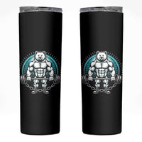 Funny Gym Workout Humor Skinny Tumbler Cute Weightlifting Bear Gift