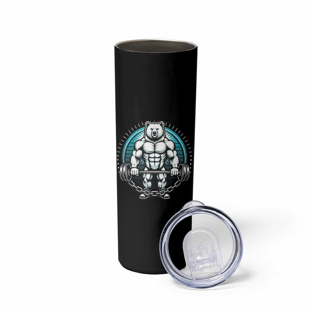 Funny Gym Workout Humor Skinny Tumbler Cute Weightlifting Bear Gift