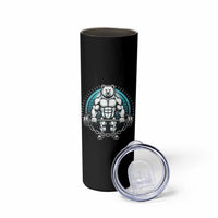 Funny Gym Workout Humor Skinny Tumbler Cute Weightlifting Bear Gift