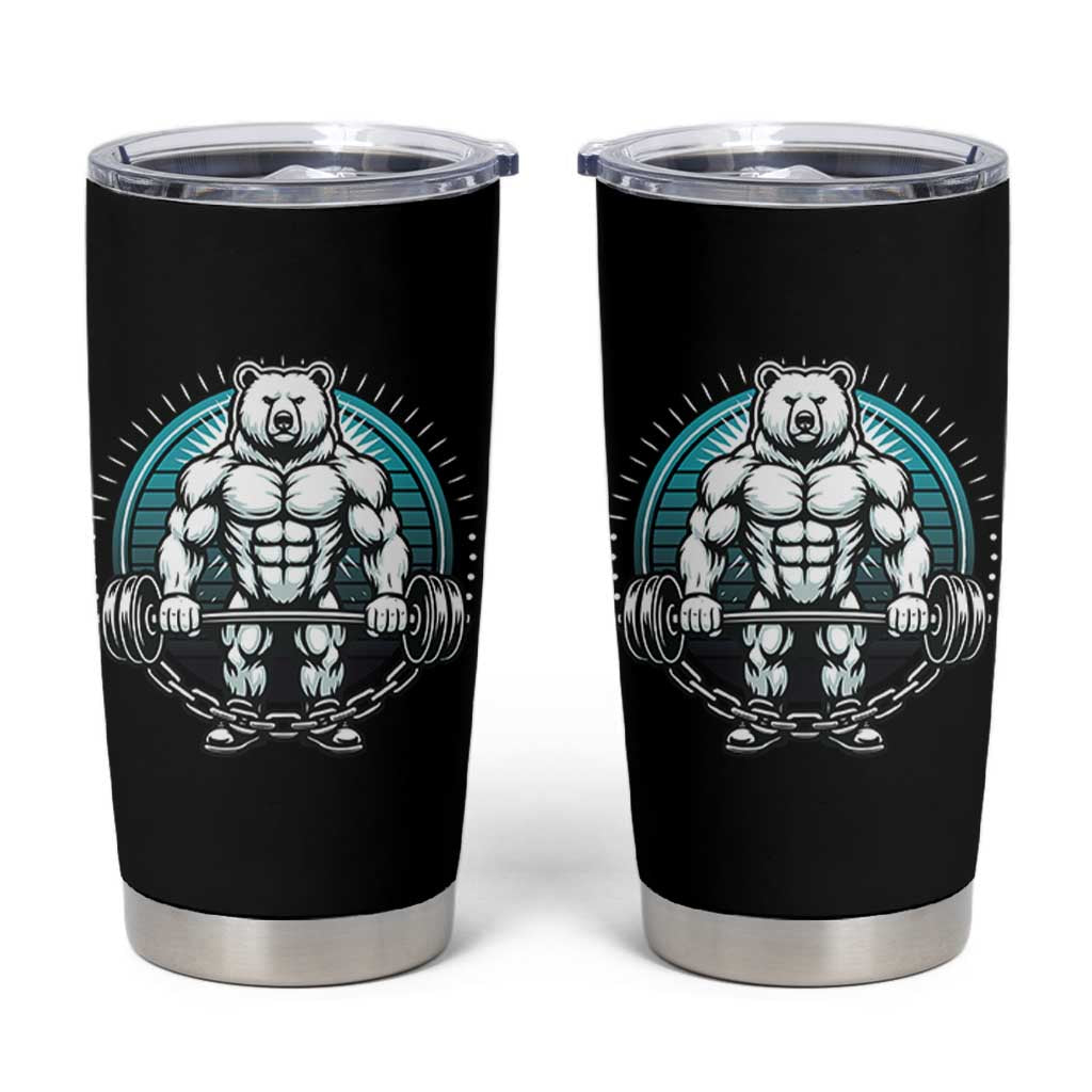 Funny Gym Workout Humor Tumbler Cup Cute Weightlifting Bear Gift