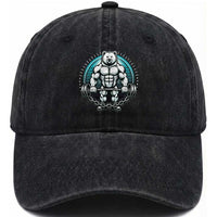 Funny Gym Workout Humor Washed Cotton Baseball Cap Cute Weightlifting Bear Gift