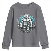 Funny Gym Workout Humor Youth Sweatshirt Cute Weightlifting Bear Gift - Wonder Print Shop