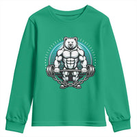 Funny Gym Workout Humor Youth Sweatshirt Cute Weightlifting Bear Gift - Wonder Print Shop