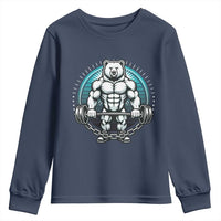 Funny Gym Workout Humor Youth Sweatshirt Cute Weightlifting Bear Gift - Wonder Print Shop