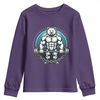 Funny Gym Workout Humor Youth Sweatshirt Cute Weightlifting Bear Gift - Wonder Print Shop