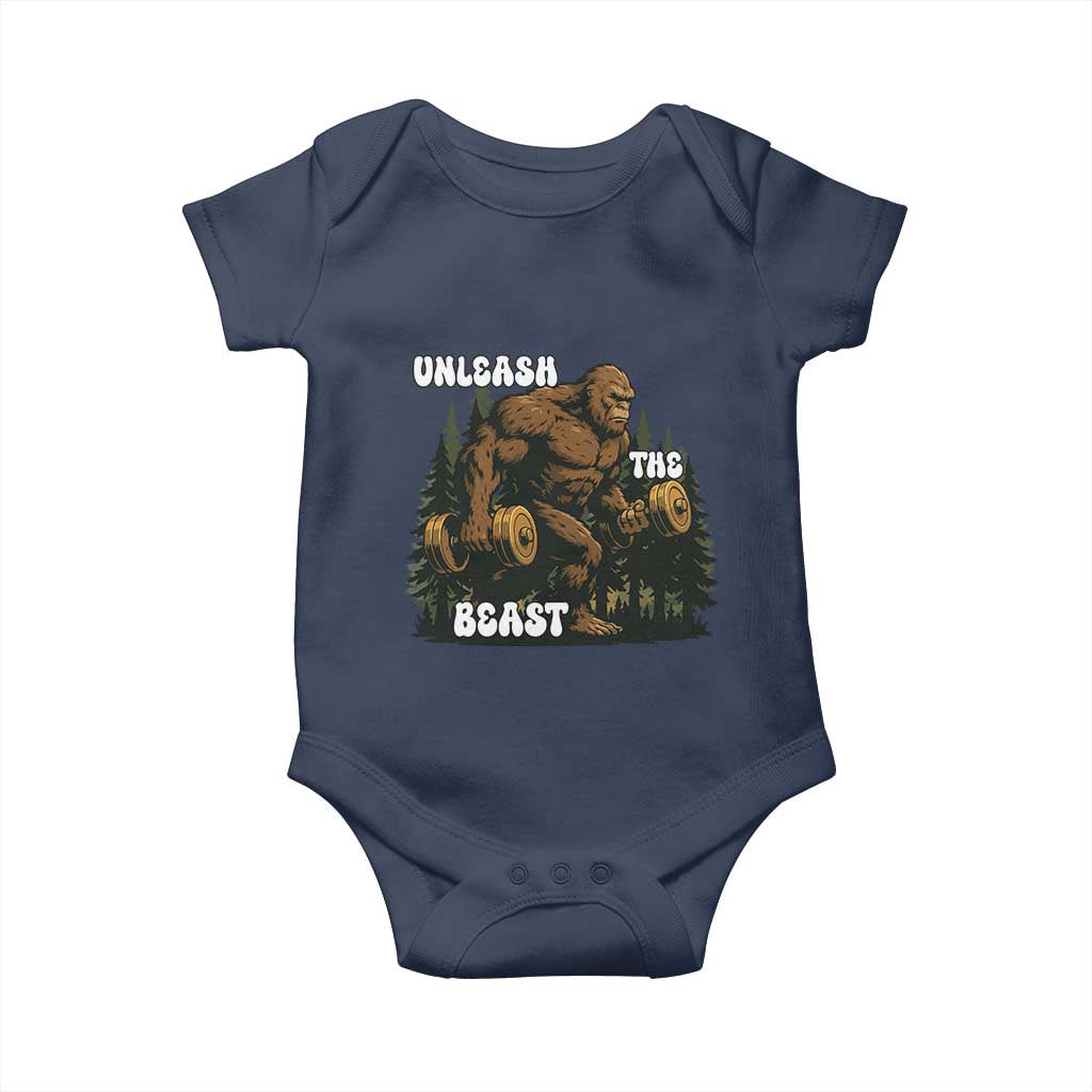 Unleash The Beast Baby Onesie Funny Bigfoot Fitness Workout Gift - Wonder Print Shop