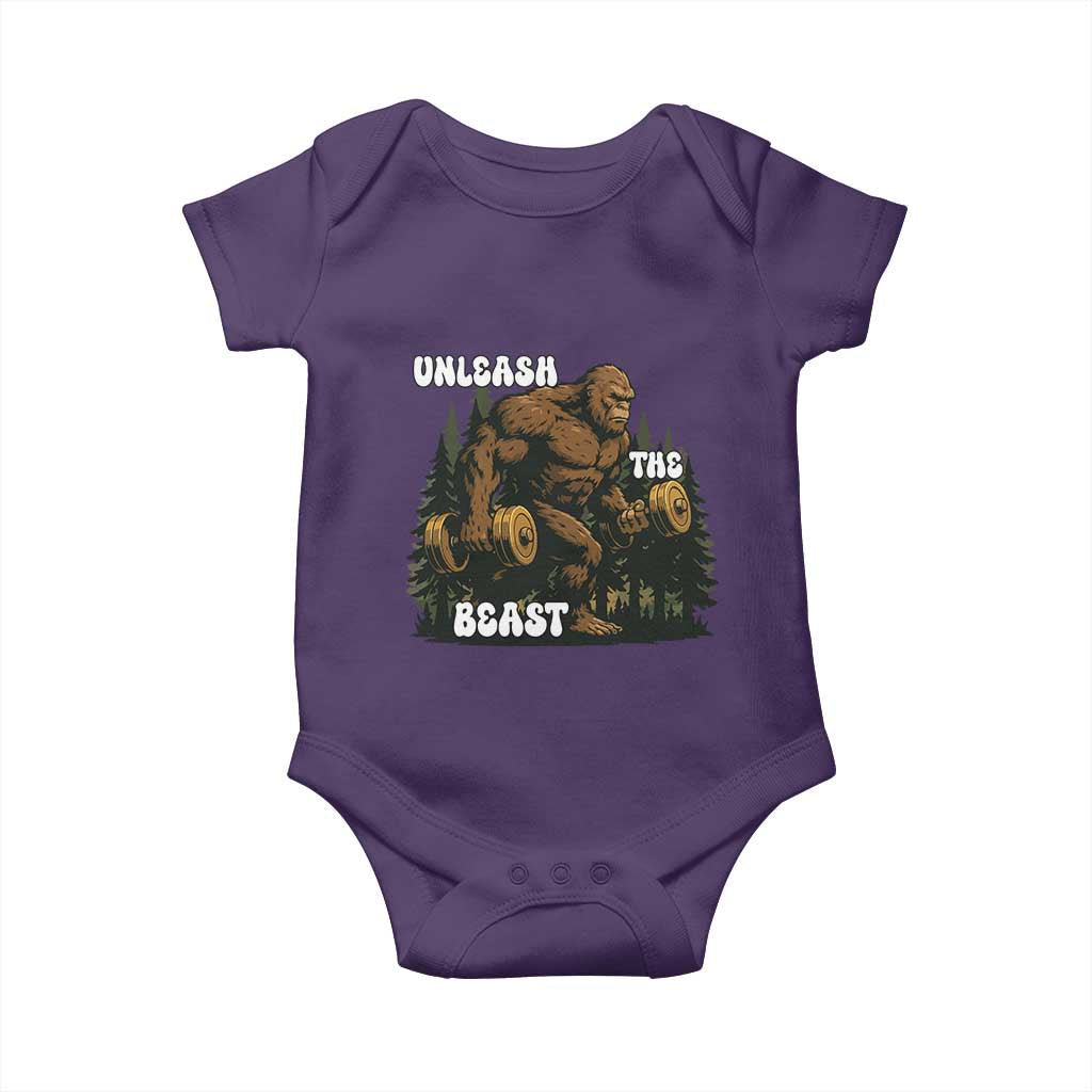 Unleash The Beast Baby Onesie Funny Bigfoot Fitness Workout Gift - Wonder Print Shop