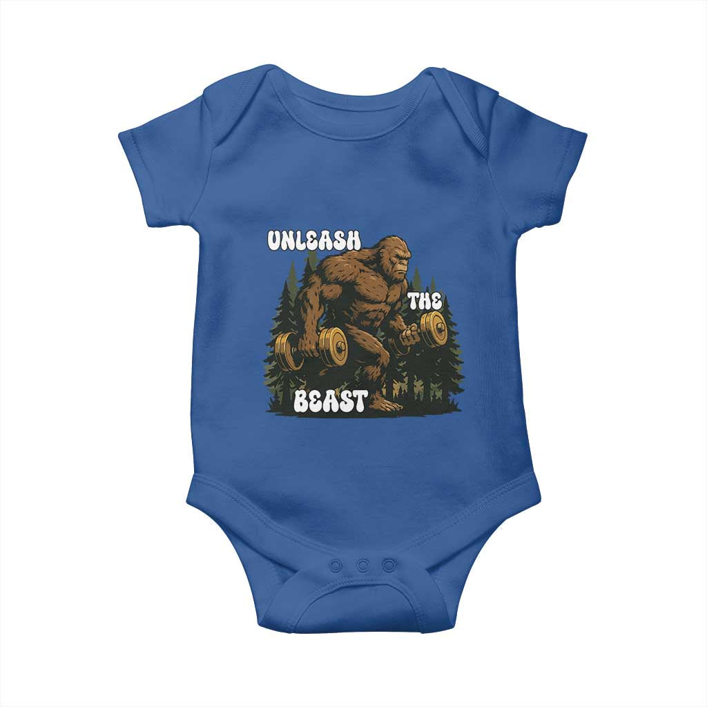 Unleash The Beast Baby Onesie Funny Bigfoot Fitness Workout Gift - Wonder Print Shop