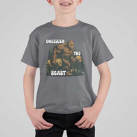 Unleash The Beast T Shirt For Kid Funny Bigfoot Fitness Workout Gift - Wonder Print Shop