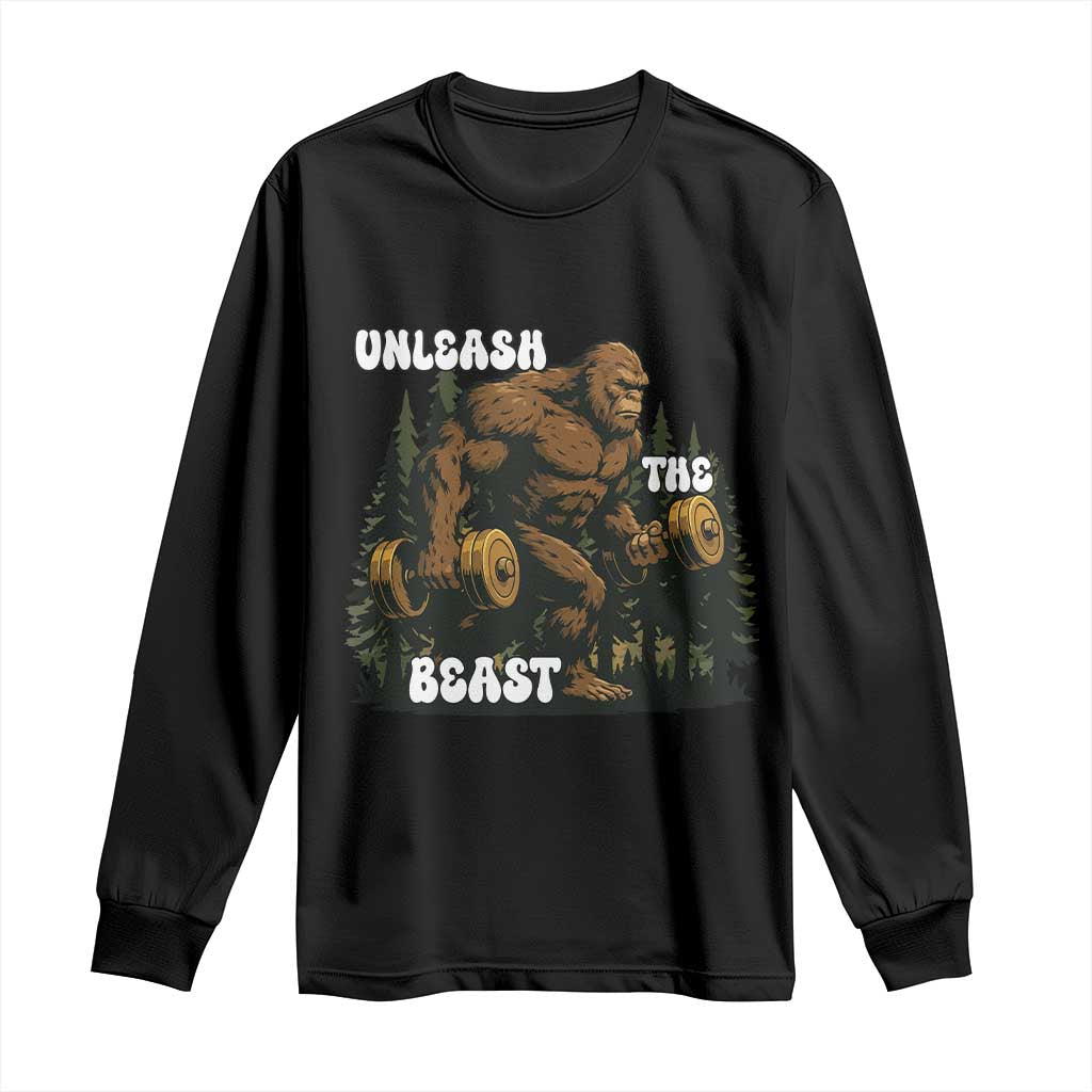 Unleash The Beast Long Sleeve Shirt Funny Bigfoot Fitness Workout Gift - Wonder Print Shop