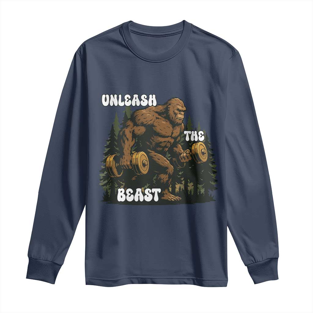 Unleash The Beast Long Sleeve Shirt Funny Bigfoot Fitness Workout Gift - Wonder Print Shop