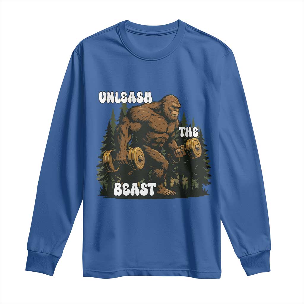 Unleash The Beast Long Sleeve Shirt Funny Bigfoot Fitness Workout Gift - Wonder Print Shop