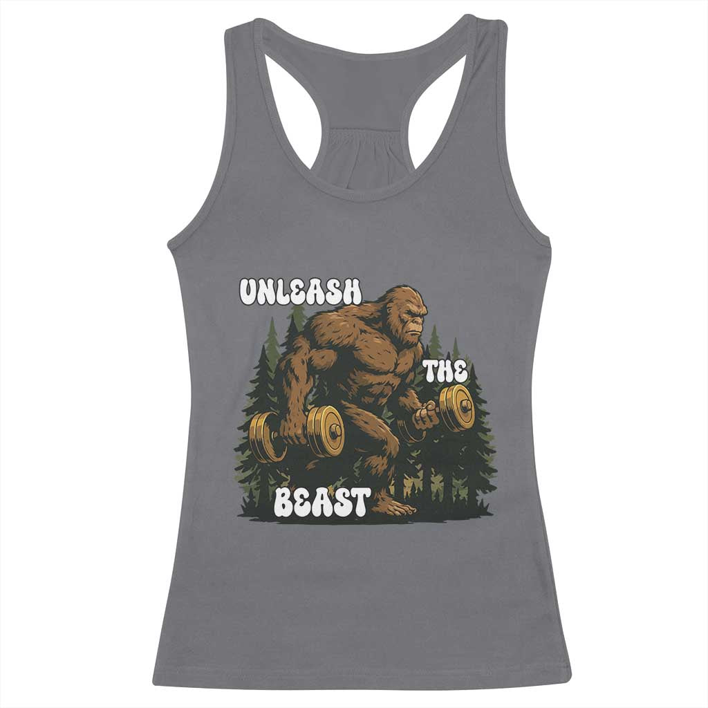 Unleash The Beast Racerback Tank Top Funny Bigfoot Fitness Workout Gift - Wonder Print Shop