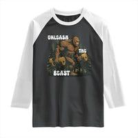 Unleash The Beast Raglan Shirt Funny Bigfoot Fitness Workout Gift - Wonder Print Shop